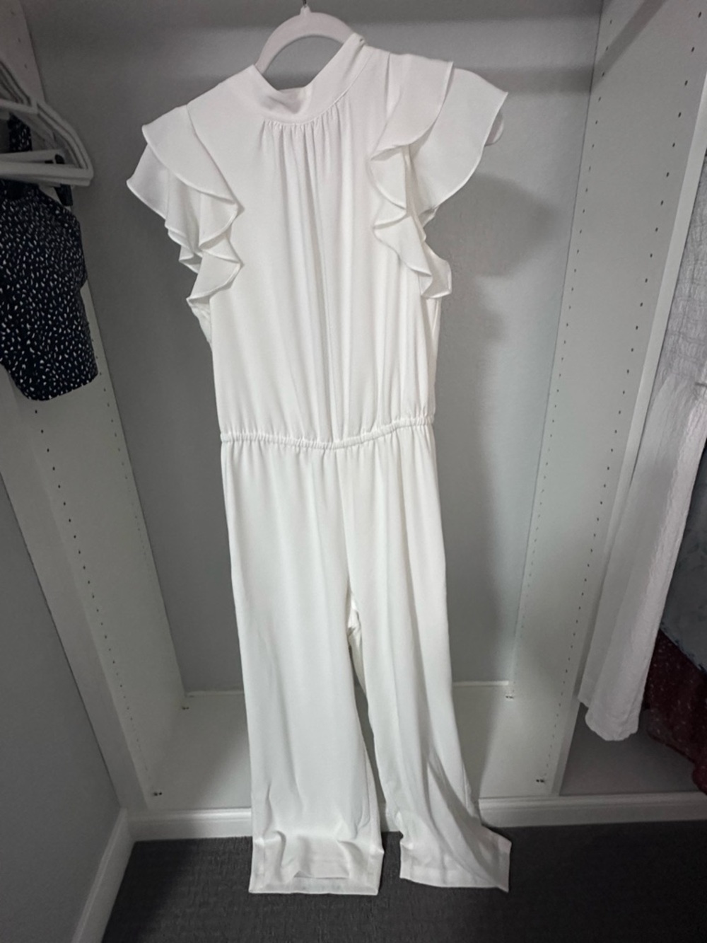 White Bridal Ruffle Sleeve Jumpsuit